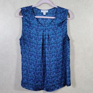 01547 Coldwater Creek blue sleeveless satin blouse 16